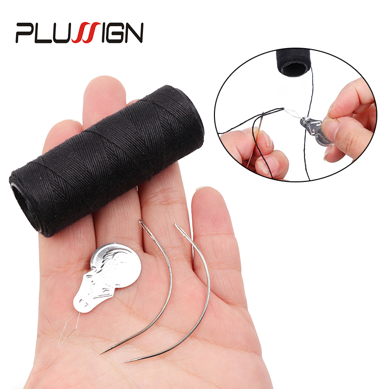 Plussign Curved Needle For Wig Dreadlock Needle Weaving Thread For Wigs Black 50 Meters Home Use Diy Wig Making Tools For Sewing