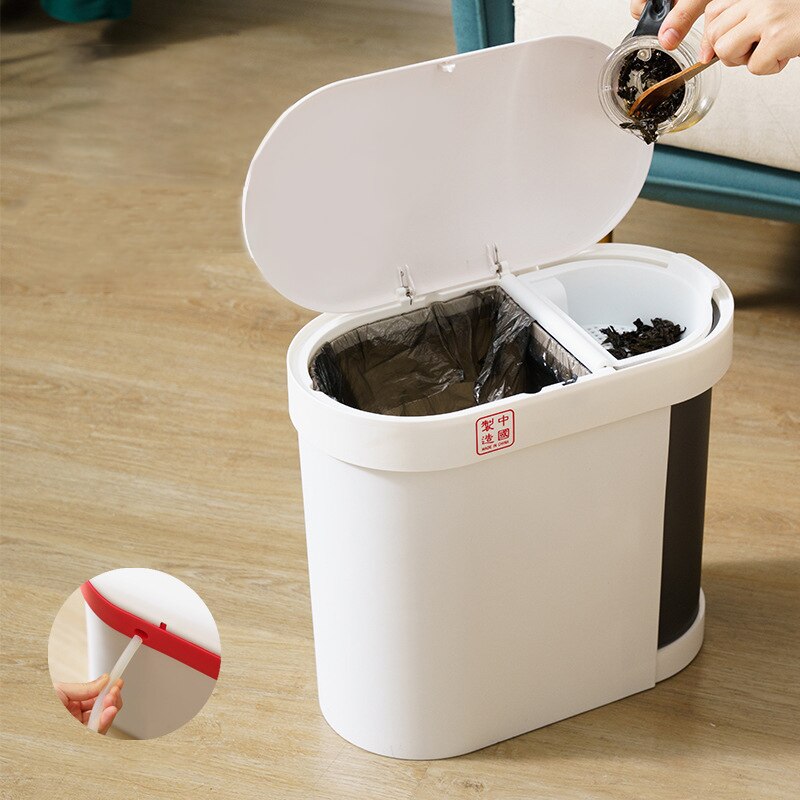 Trash Can Recycling Trash Can For Kitchen Plastic Wet Dry Separation Garbage Bucket Bathroom Waste Paper Basket Home Dustbin