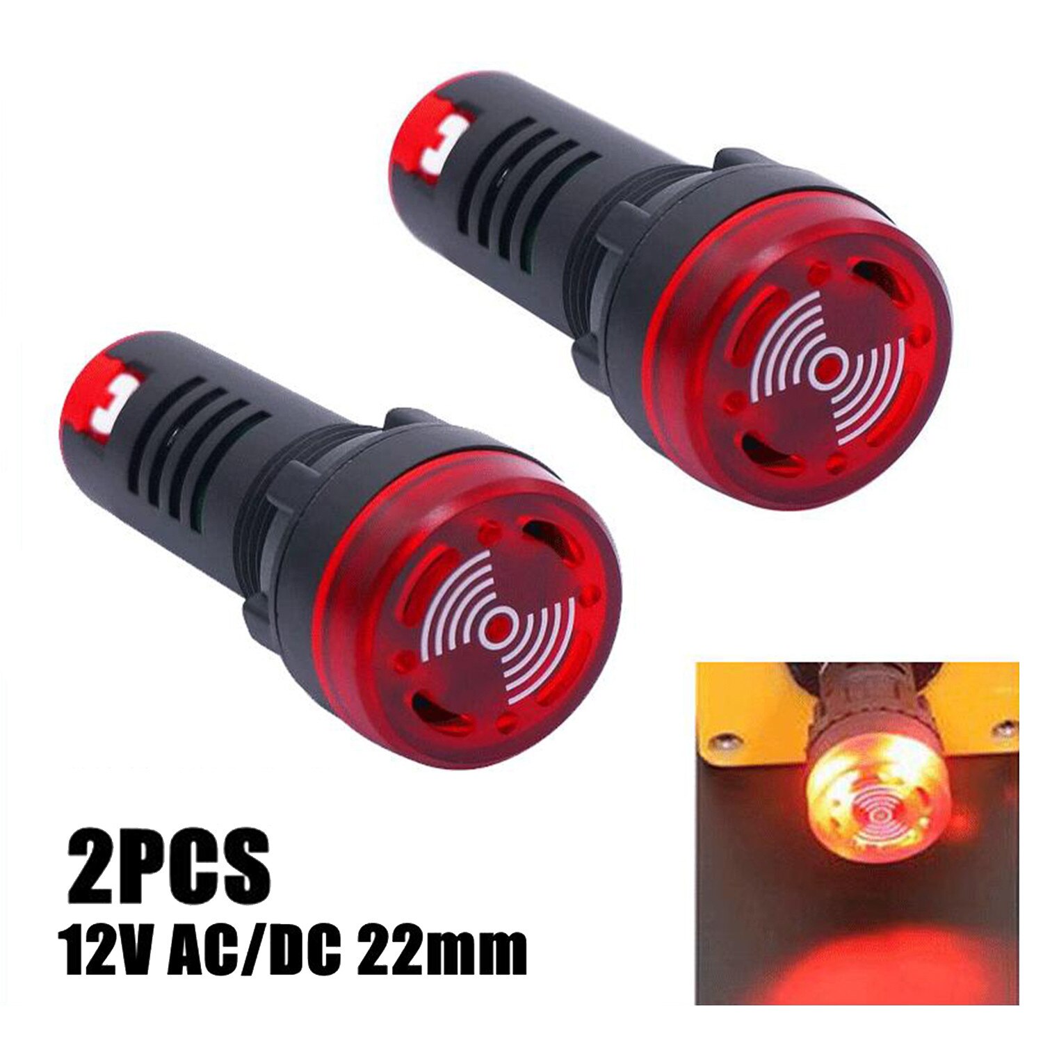 12V Indicator Buzzer AC/DC AD16-22SM Indicator Light Red Flashing With Buzzer
