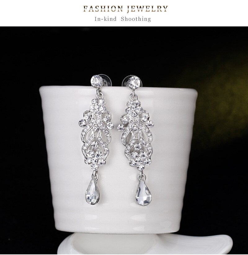 Crystal Zirkoon Wedding Oorbellen Voor Vrouwen Koreaanse Mode Strass Bridal Lange Dangle Oorbellen Sieraden BA050: BA177