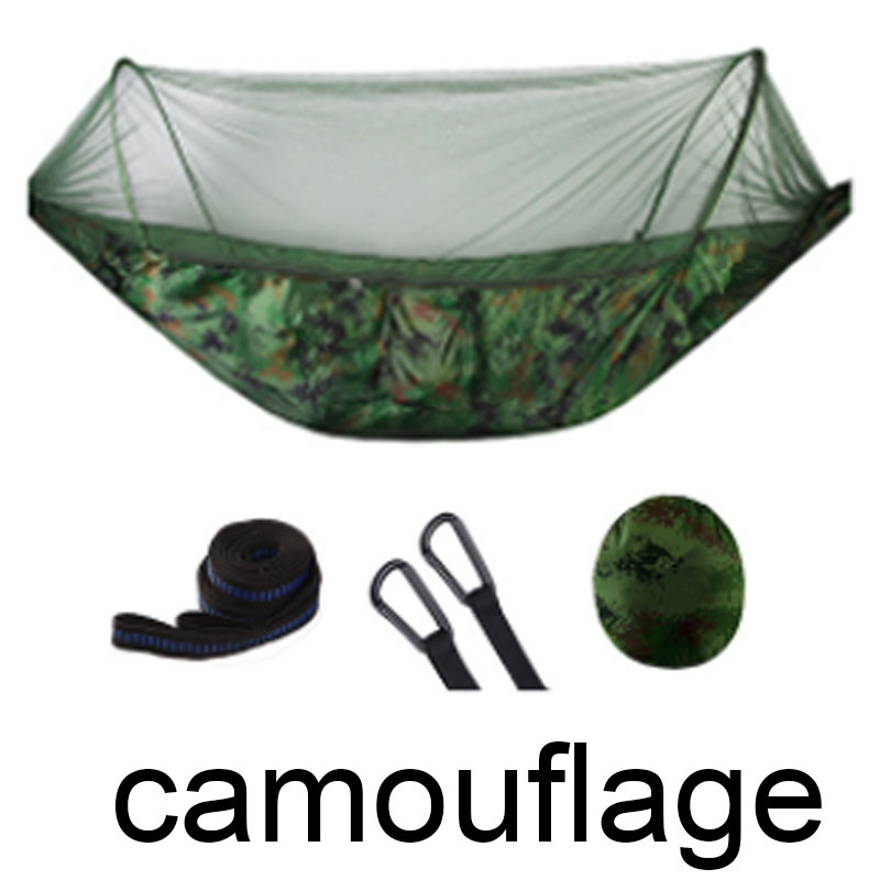 Utendørs myggnett fallskjerm hengekøye telt bærbar campinghage hengende soveseng høystyrke sovehuske 250 x 120cm: Kamuflere