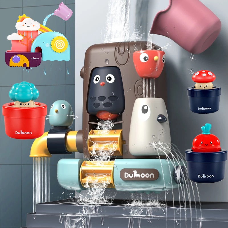 ASWJ Baby Bath Toy Water Game Spray Shower Elephant Mushroom Model Pipeline Faucet For Kid Swimming Bathroom Bird Tree House Set