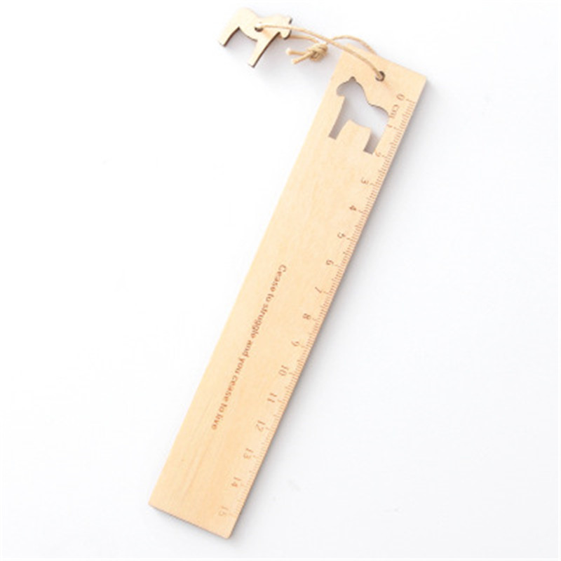 1PC lindo estilo coreano de madera de dibujos animados hueco cinturón colgante gobernante principal de la Oficina de la escuela premios papelería