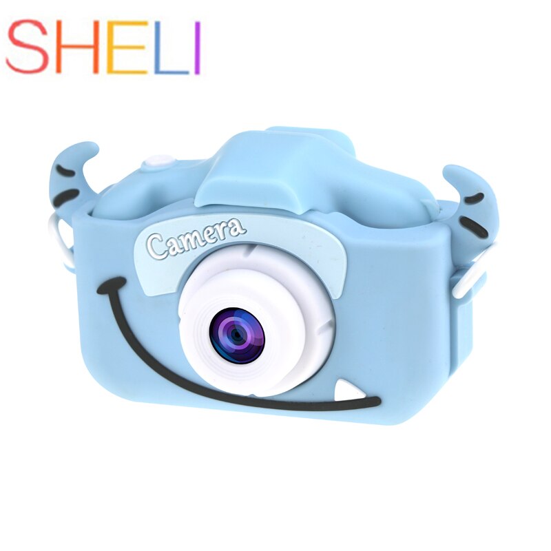 Sheli kindercamera speelgoed schattige camera oplaadbare digitale camera mini scherm baby speelgoed educatief speelgoed buiten baby: Blauwe kraai