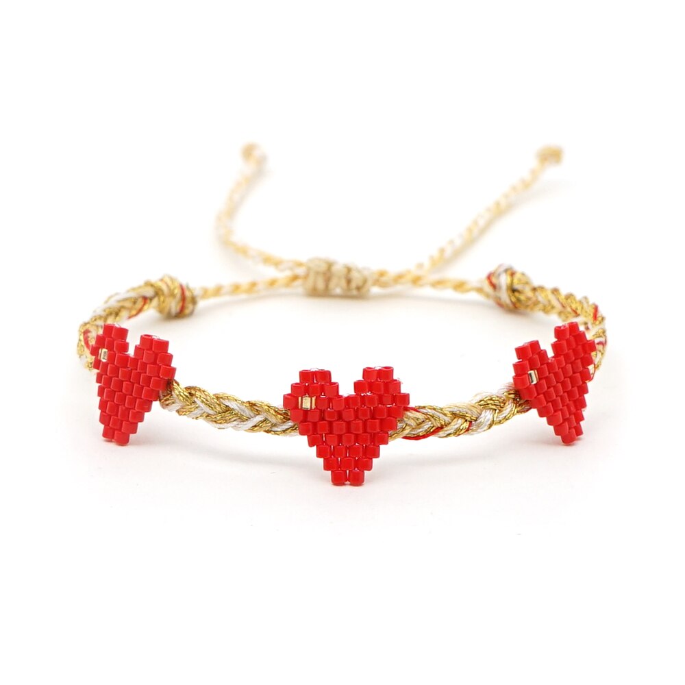 Zhongvi damesarmband boze oog hart armbanden liefdesbrief miyuki kralen pulseras mujer handgemaakte vlecht touw kwast sieraden