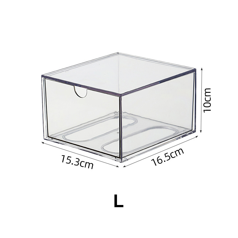 Clear Plastic Desk Organizer Box Stackable Storage Drawers for Cosmetics Stationery Crafts Storage and Organization: Red
