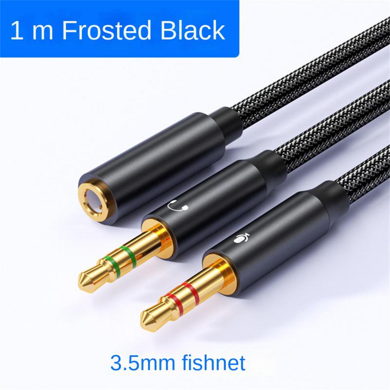 Headphone Splitter for Computer 3.5mm Female to 2 Dual 3.5mm Male Mic AUX Audio Y Splitter Cable Headset to PC Adapter 0.35M 1M: WHITE