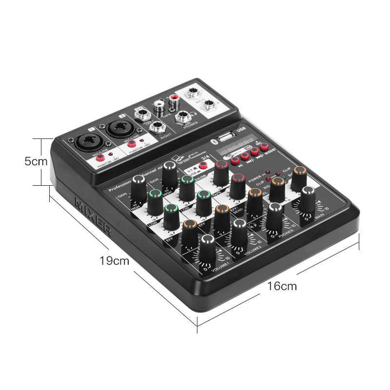 Mini 4 Channel Mixer Console Sound Card for Electronic Organ Dynamic Microphone Music Recording