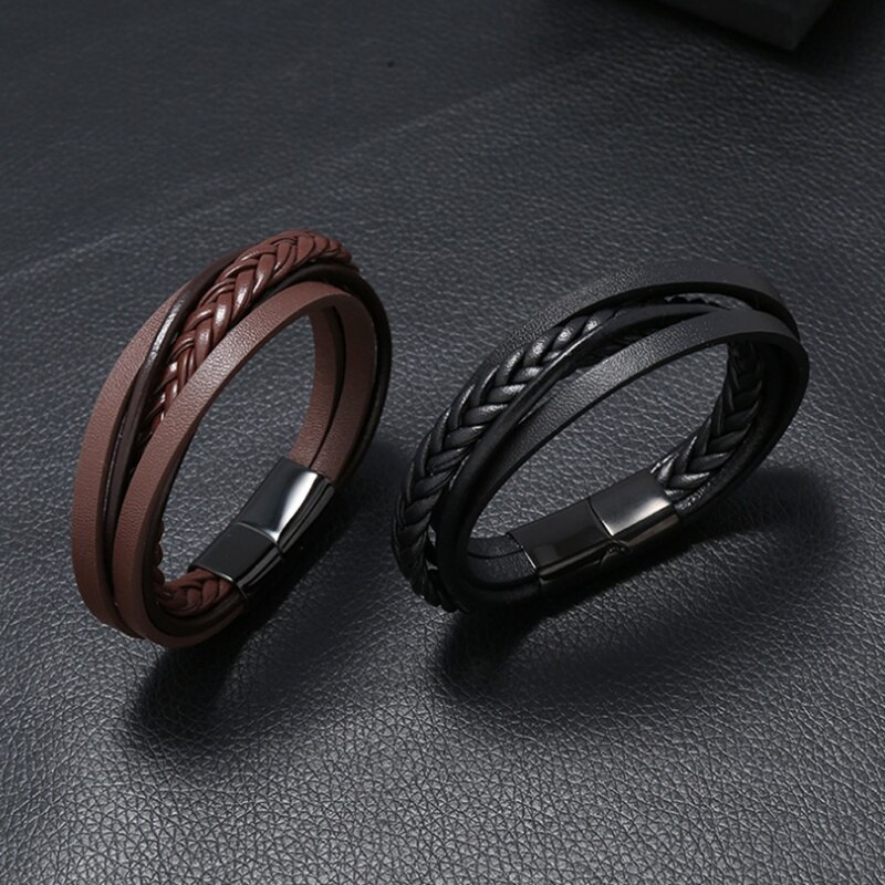 Classic Men's Leather Multilayer Woven Bracelet Men's Bracelet