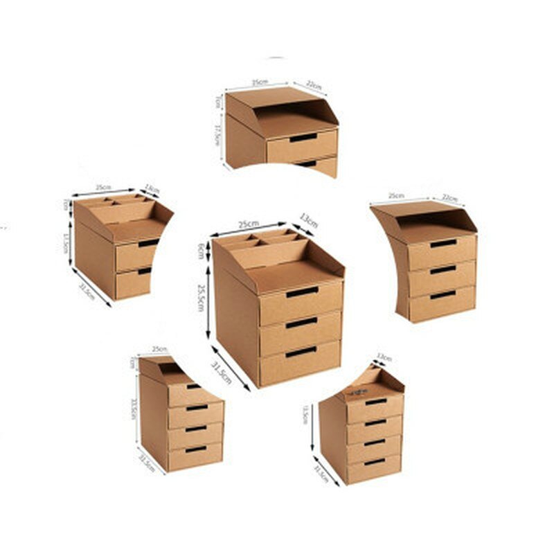 Multi-layer File Drawer Storage Box Multifunctional Kraft Paper DIY Sundry Document Home Cosmetic Jewelry Organizer