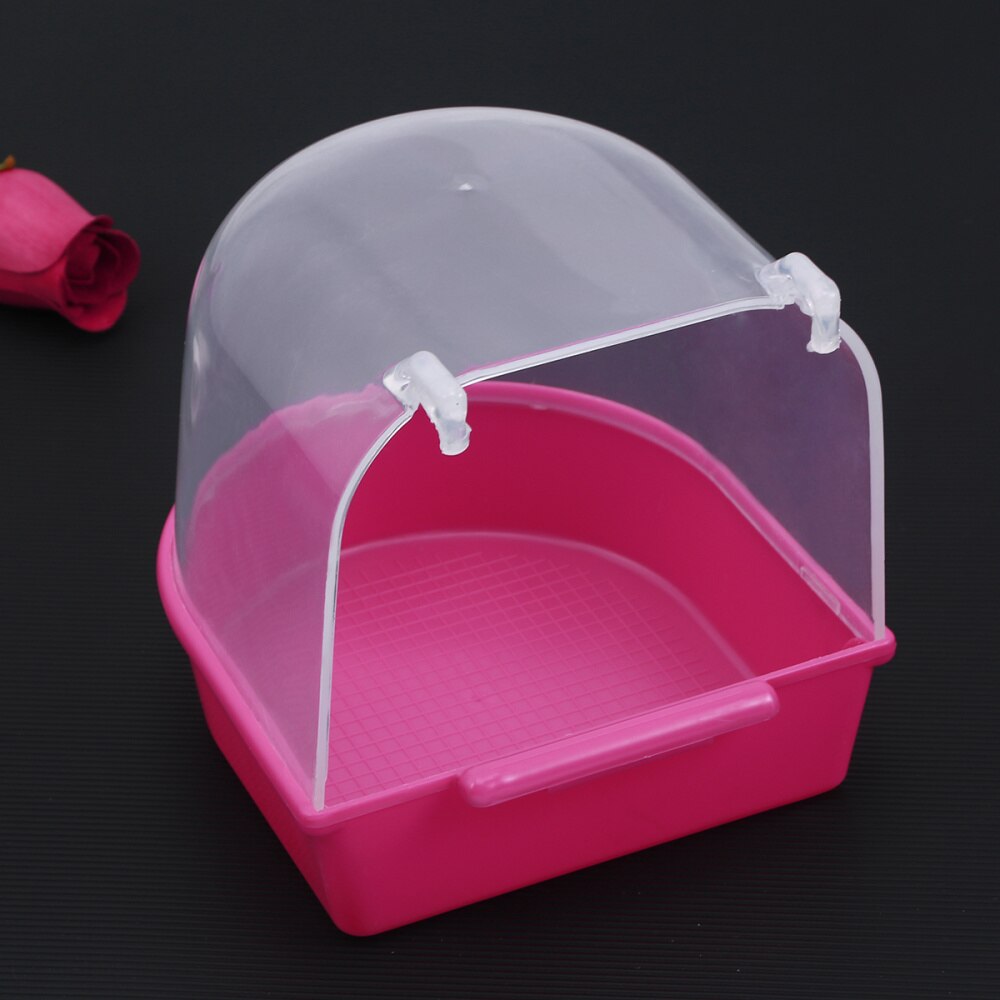 Caged Bird Bath Multi Cage Bird Bath Covered for Small Brids Canary Budgies Parrot (White): Red