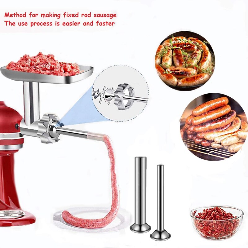 1 Set Metal Food Grinder Attachment for KitchenAid Stand Mixers Sausage Stuffer Attachment