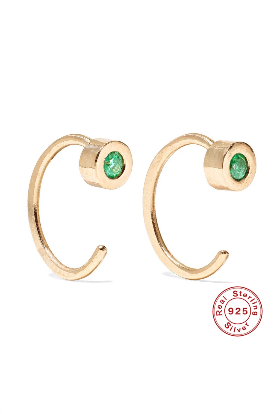 ROXI 925 Sterling Silver Stud Earrings For Women Minimalist C Shaped Green Crystal Earrings Cartilage Helix Piercing Earrings: Default Title