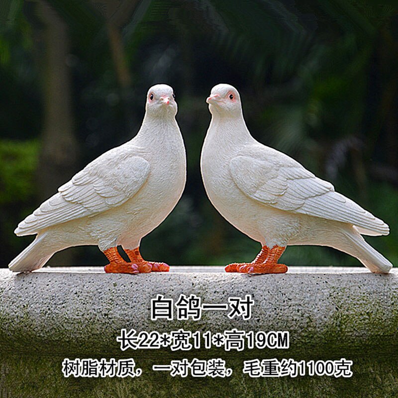2 pcs High imitation outdoor garden pigeon statue,Resin animal modern art sculpture，Home garden decoration peace dove statue