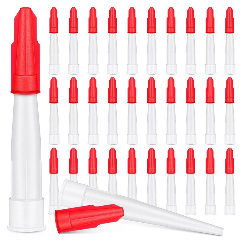 30 Pairs Caulk Nozzles Caps Set Plastic White Caulk Nozzles And Red Caulk Caps Nozzle Caps Adhesive Sealant Tool Retail