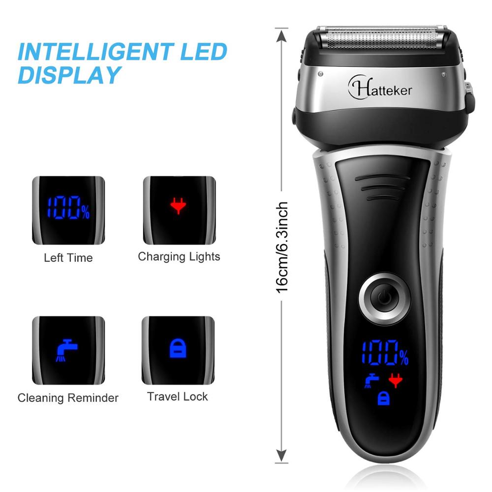 Professionele Elektrische Scheerapparaat Waterdicht Mannelijke Facial Scheerapparaat Voor Mannen Oplaadbare Baard Scheren Machine Nat Droog + Extra Mesh