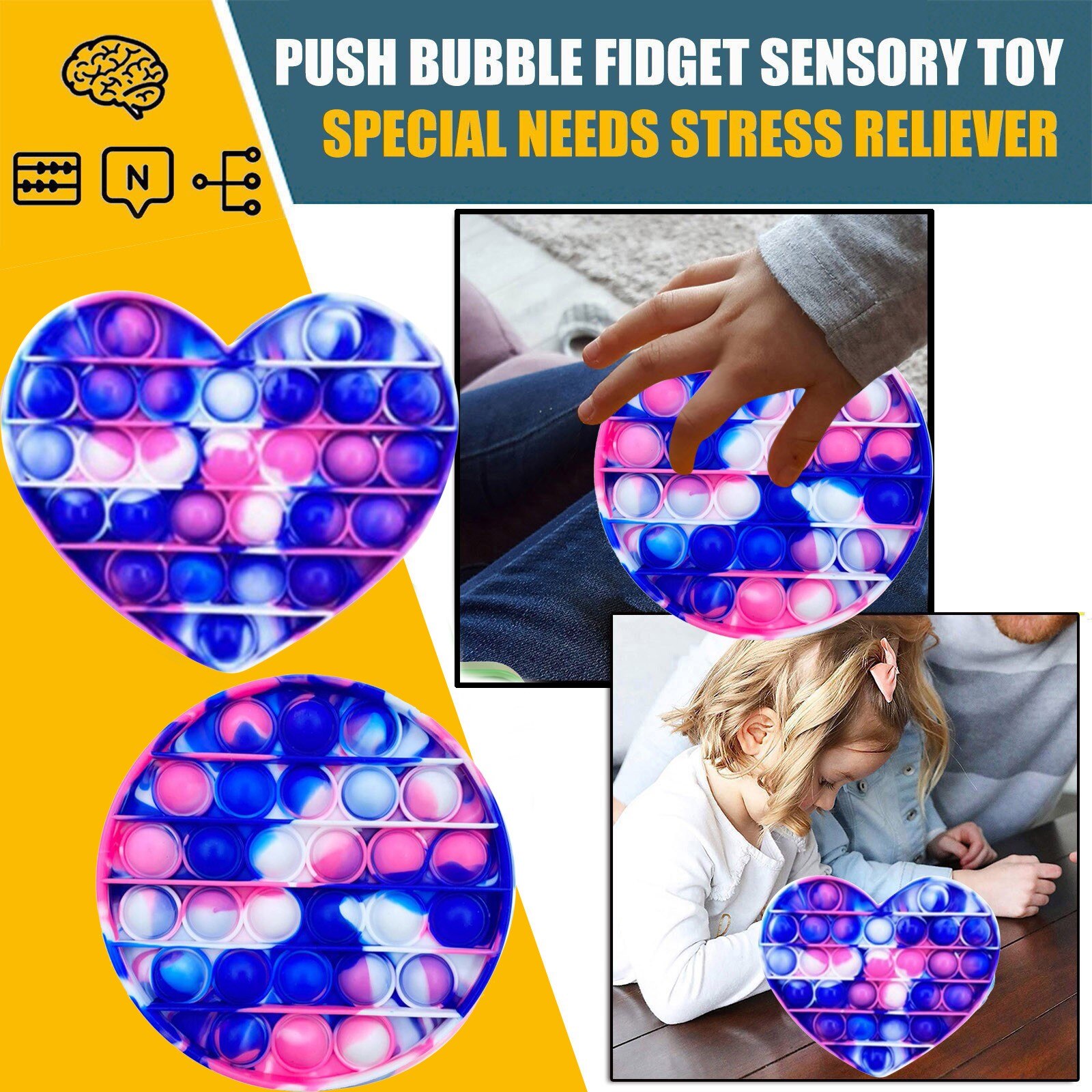 Funny Fidget Toys Simple Dimple Poppit Toy Bubble Sensory Toy For Adult Kids Stress Reliever Autism антистресс шары