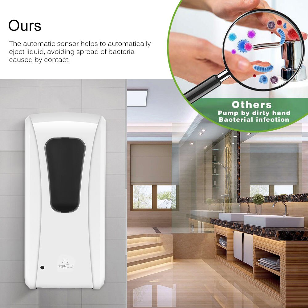 1000ml Soap Dispenser Wall-Mount Automatic IR Sensor Touch-Free Disinfection Sprayer Lotion Pump Touchless Liquid Home