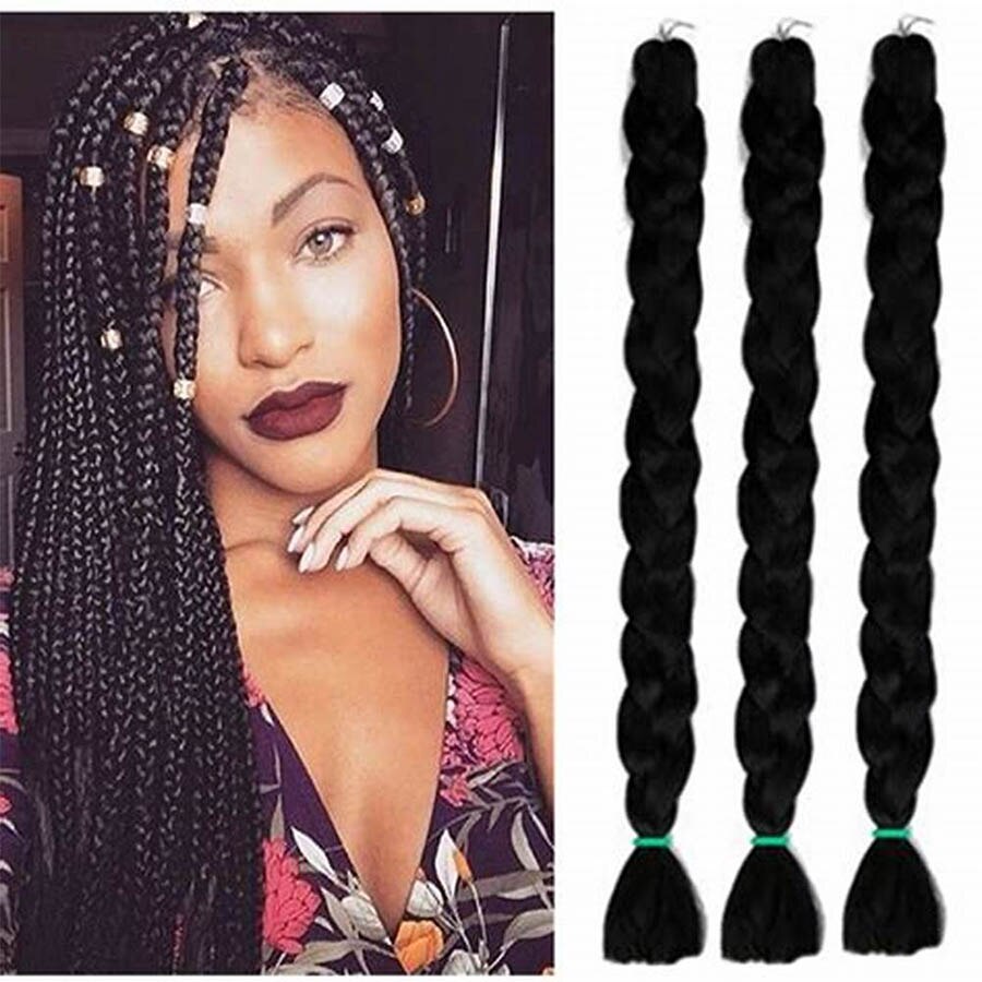 82 zoll Hüfte-hüpfen schnur mit Reggae perücke schwarz Afrikanische farbe flechten einfarbig hohe temperatur haar Headwear Synthetische Flechten Haar