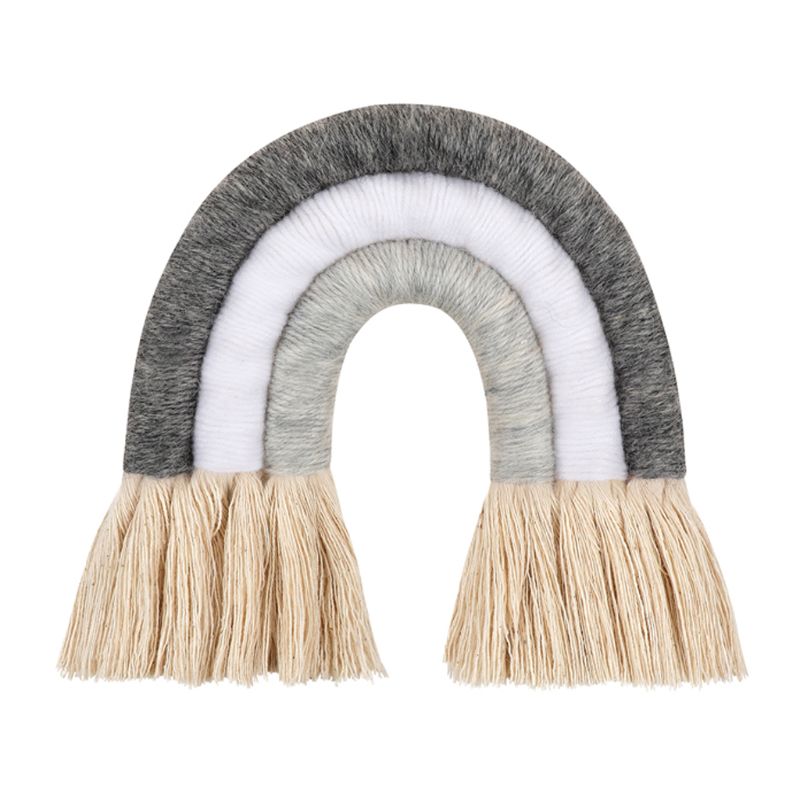 Adorno colgante de pared de arco iris de puntos, tejido hecho a mano, macramé, decoración nórdica para el hogar, guardería, habitación de niños, arte artesanal: 7HH102666-3011