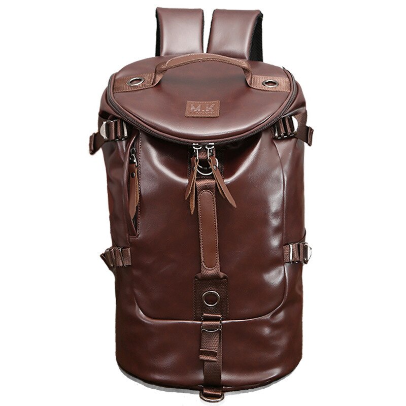 DIDE Men&#39;s Backpack Waterproof Laptop Backpacks Male Vintage Leather Backpack For Male Casual Travel Back Pack Schoolbag: PU Coffee