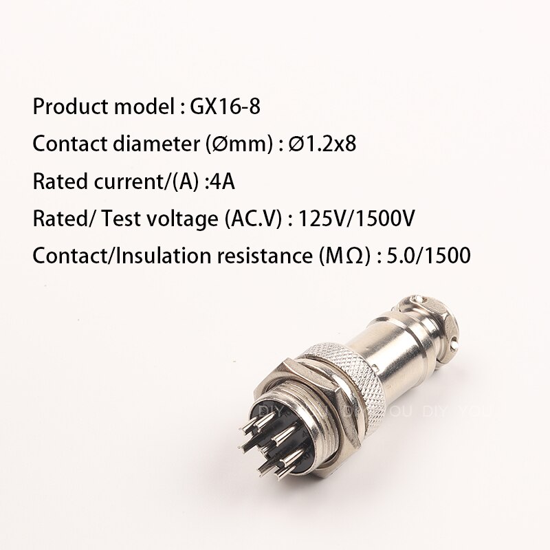 1Set GX16 Moer Type Mannelijke &amp; Vrouwelijke Elektrische Connector 2/3/4/5/6/7/8/9/10 Pin 16Mm Luchtvaart Socket Plug Draad Panel Connectors: GX16-8 Nut type