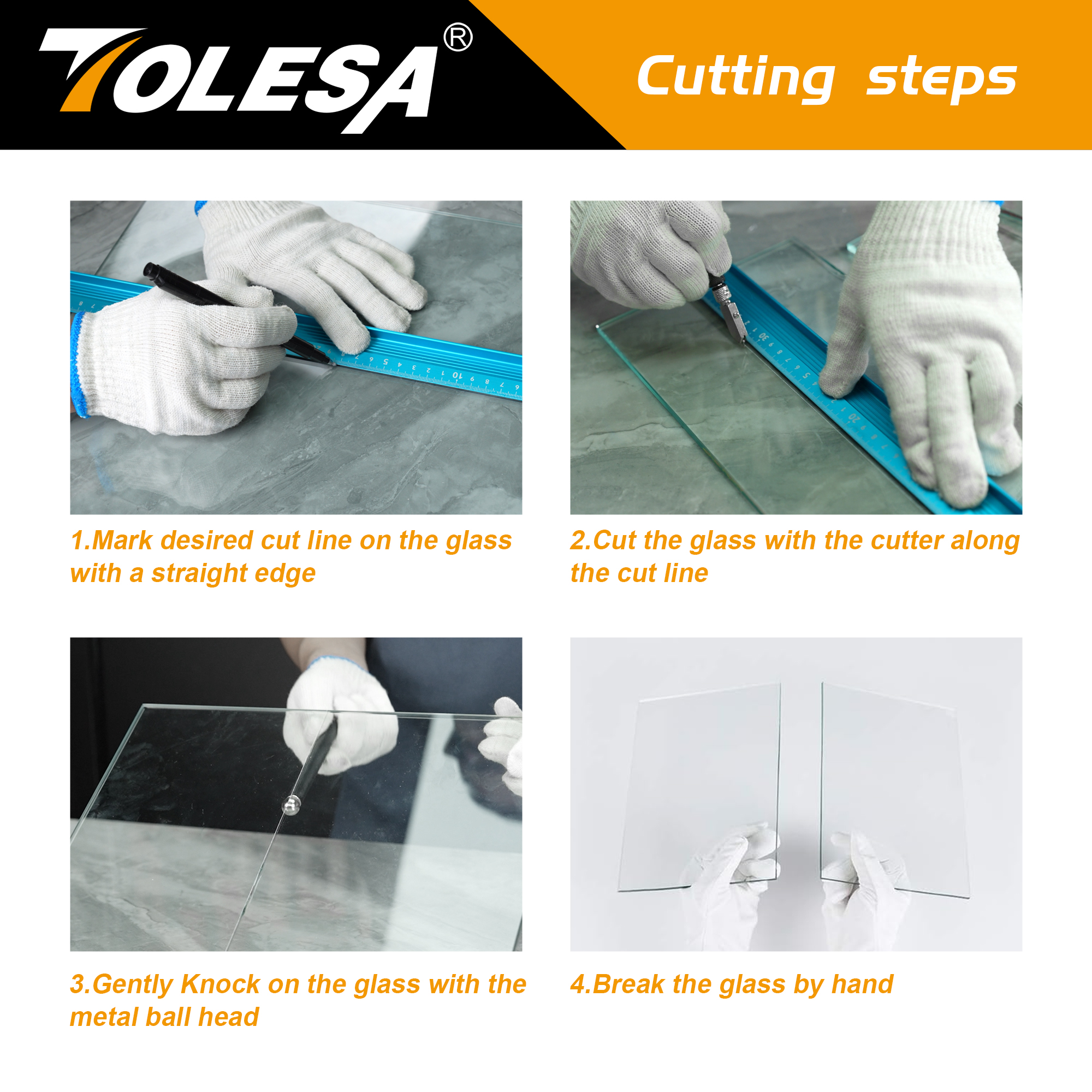 Kits de cortador de vidro TOLESA 2mm-20mm, ferramenta de corte de vidro com alimentação aotomática de óleo e caixa, cortador de vidro para espelhos/telelas/mosaico