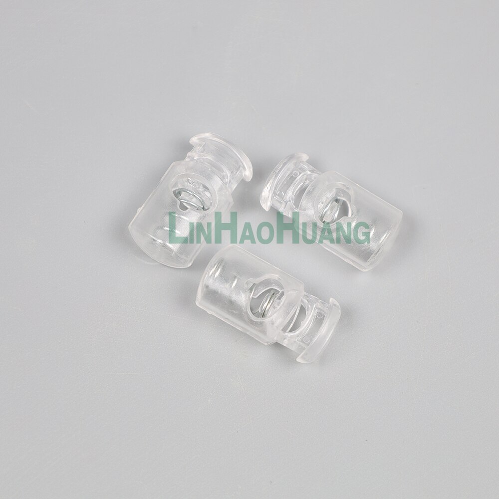 100pcs Cord Lock Plastic Stopper Cord End Toggle Clip Transparent Clear Frost Sportswear Shoelace DIY Bag Parts Accessories
