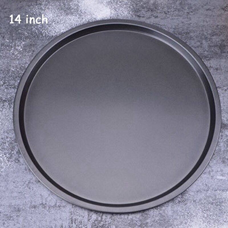 Tray 9 10 11 12 14 inch Non-stick Pizza Plate Round Black Pan Baking Mold Cooking Tools molde pizza: 35.6x1.7cmx0.4mm