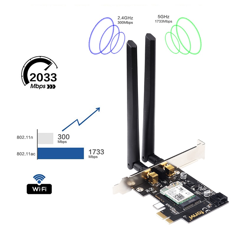 Ordenador de escritorio inalámbrico Intel 9260 9260ac banda Dual 1730Mbps MU-MIMO Windows 10 WiFi Bluetooth 5,0 PCI-E 1X tarjeta