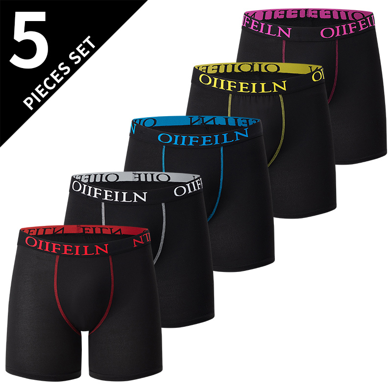 5/10- pak multifarvede herre sportsundertøj til teenagere, afslappet joker shorts med elastisk talje, forælder-barn dreng: Xxxl / Himmelblå