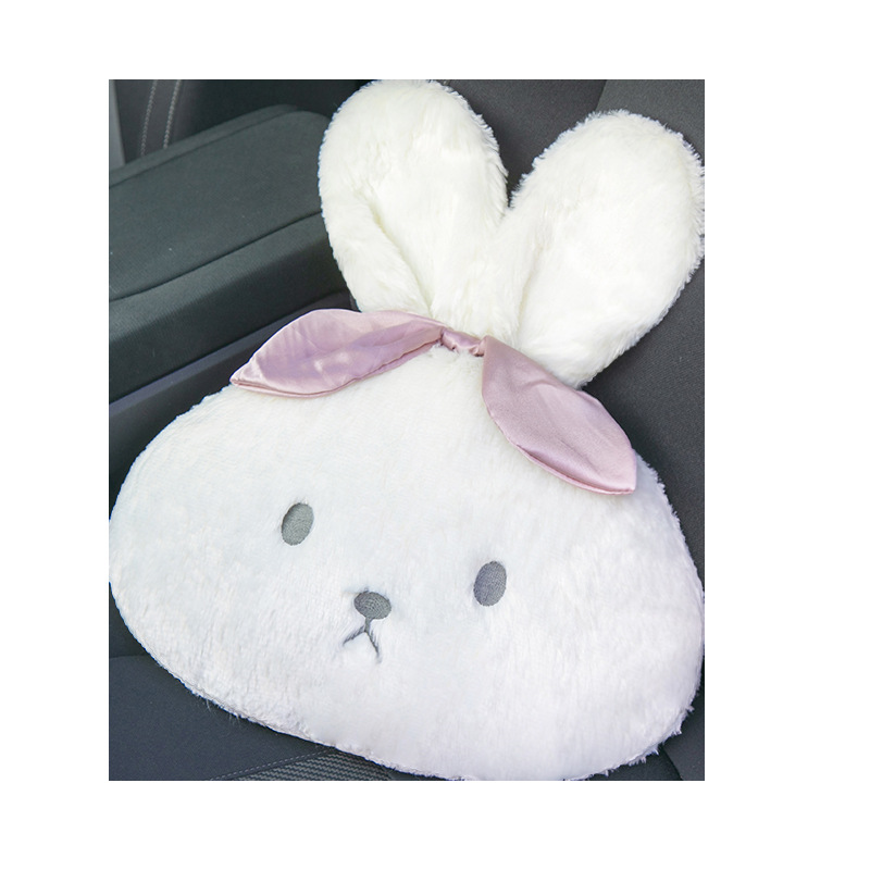 Poduszka zagłówka samochodu Poduszka podtrzymująca szyję z długimi włosami i królikiem robić samochodu, pluszowe, wygodne artykuły robić wnętrza samochodu