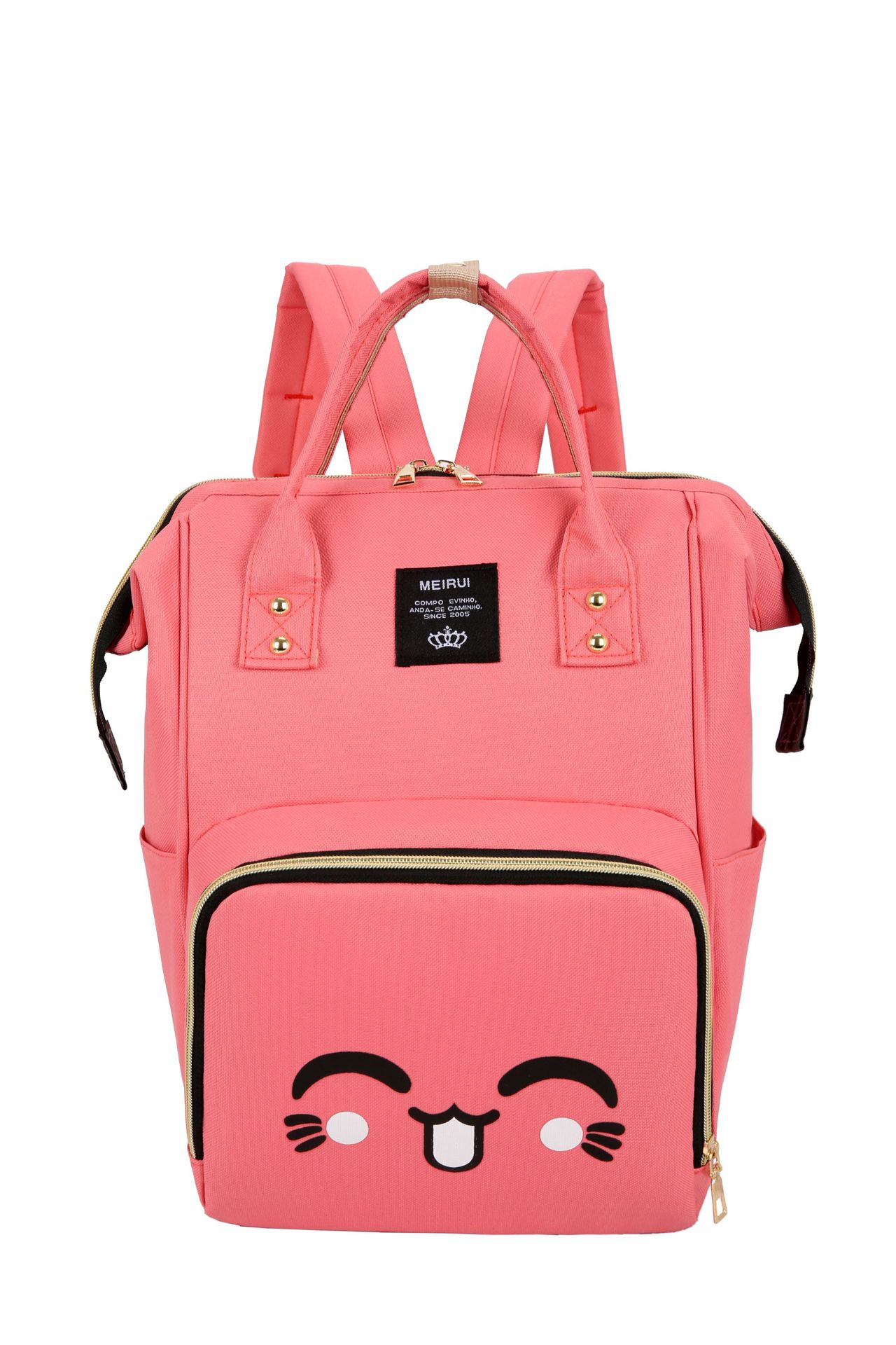 Diaper Bag Large Capacity Multi-functional Shoulder MOTHER'S Bag Waterproof Maternal Feeding Bottle Diaper Backpack: Dark Pink