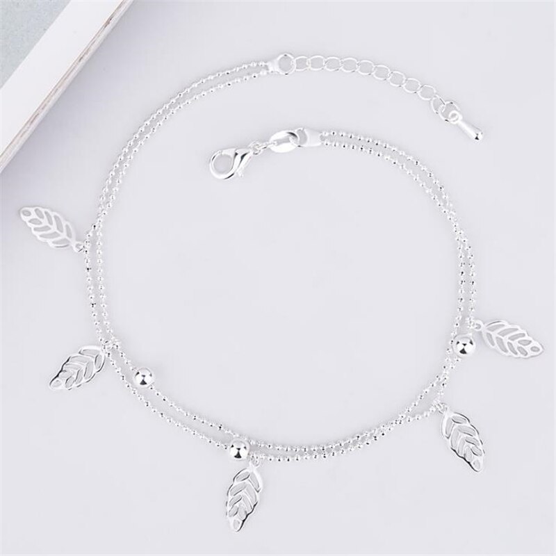 KOFSAC Neue Charme Hohl Blätter Fuß Schmuck Sommer Strand Knöchel Fuß Armband 925 Sterling Silber Kette Link Fußkettchen Für Frauen