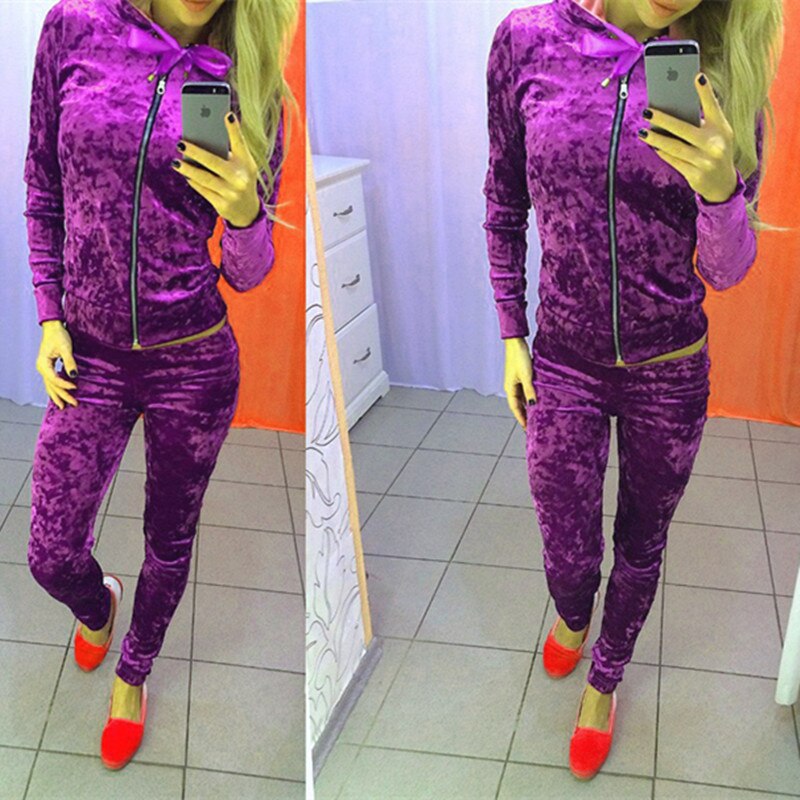 Lente Velours Trainingspak Vrouwen Sets Zip Hoodie Top En Broek Tweedelige Set Fluwelen Trainingspak Zweetkostuums Outfits Conjunto Feminino