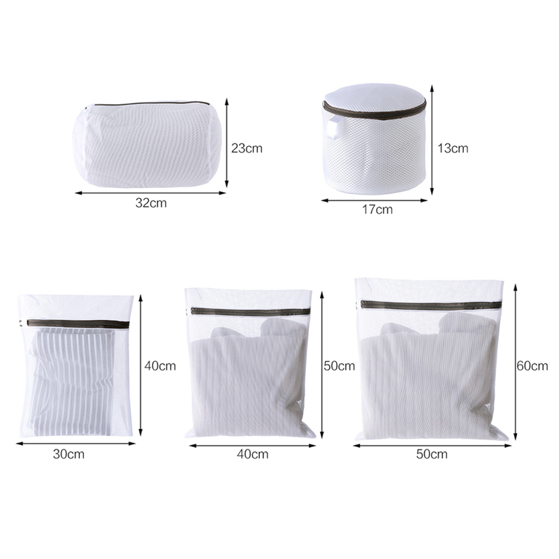 1pcs Foldable Laundry Bags for Dirty Clothes Zippered Mesh Laundry Wash Bags Pouch Basket Useful