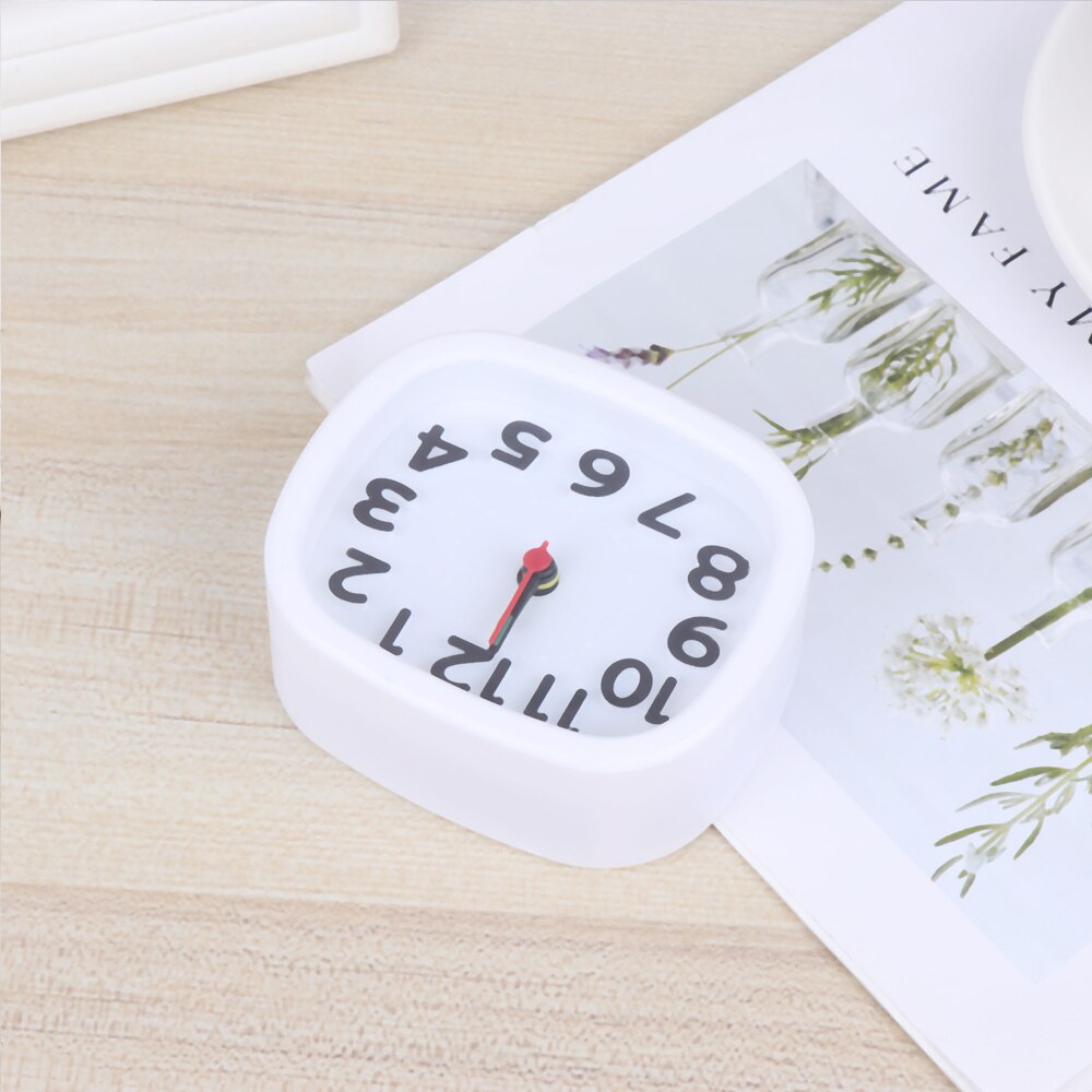 Simple Square Plastic Alarm Clock Small Desktop Clock Luminous Hour and Minute Hand Kids Alarm Clock Without Battery (Black)
