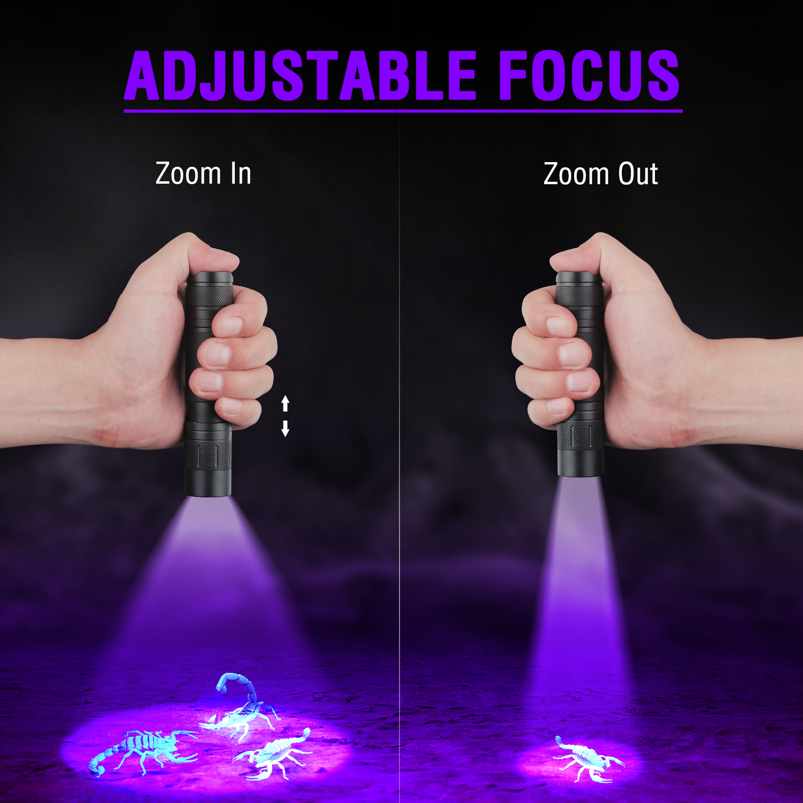 Linterna LED ultravioleta UltraFire SP10UV de 395 nm, 18650 21700, con zoom, luz negra, lámpara fluorescente invisible para orina de perros y gatos, contra la tiña y los minerales