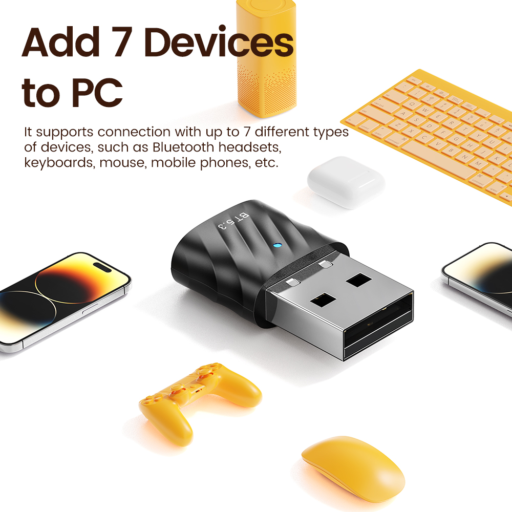 Toocki Bluetooth 5.3 USB Adapter Connector For Laptop Speaker Wireless Mouse Keyboard Music Audio Receiver USB Mini Transmitter