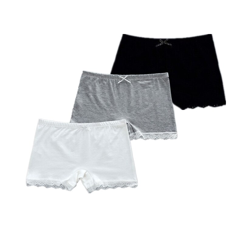 Pantalones cortos de seguridad de verano para niñas, ropa transpirable de algodón, pantalones cortos de encaje, 3 uds./lote: heibaihui