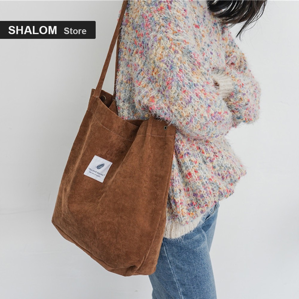 Shoulder Bag Female High Capacity Women Corduroy Tote Ladies Casual Lady's Bag Foldable Reusable Shopping Beach Bag