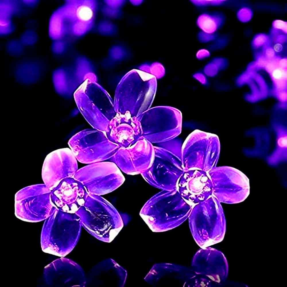 Cour extérieure solaire fée lumières fleurs de cerisier chaîne éclairage lampe pour jardin arrière-cour pelouse clôture Patio décor de noël