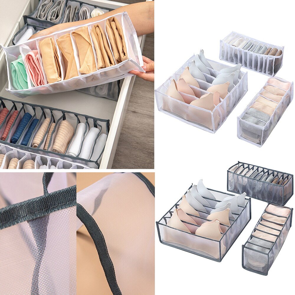 3Pcs/Set Underwear Bra Organizer Storage Box 2 Colors Drawer Closet Organizers Boxes For Underwear Scarfs Socks Bra