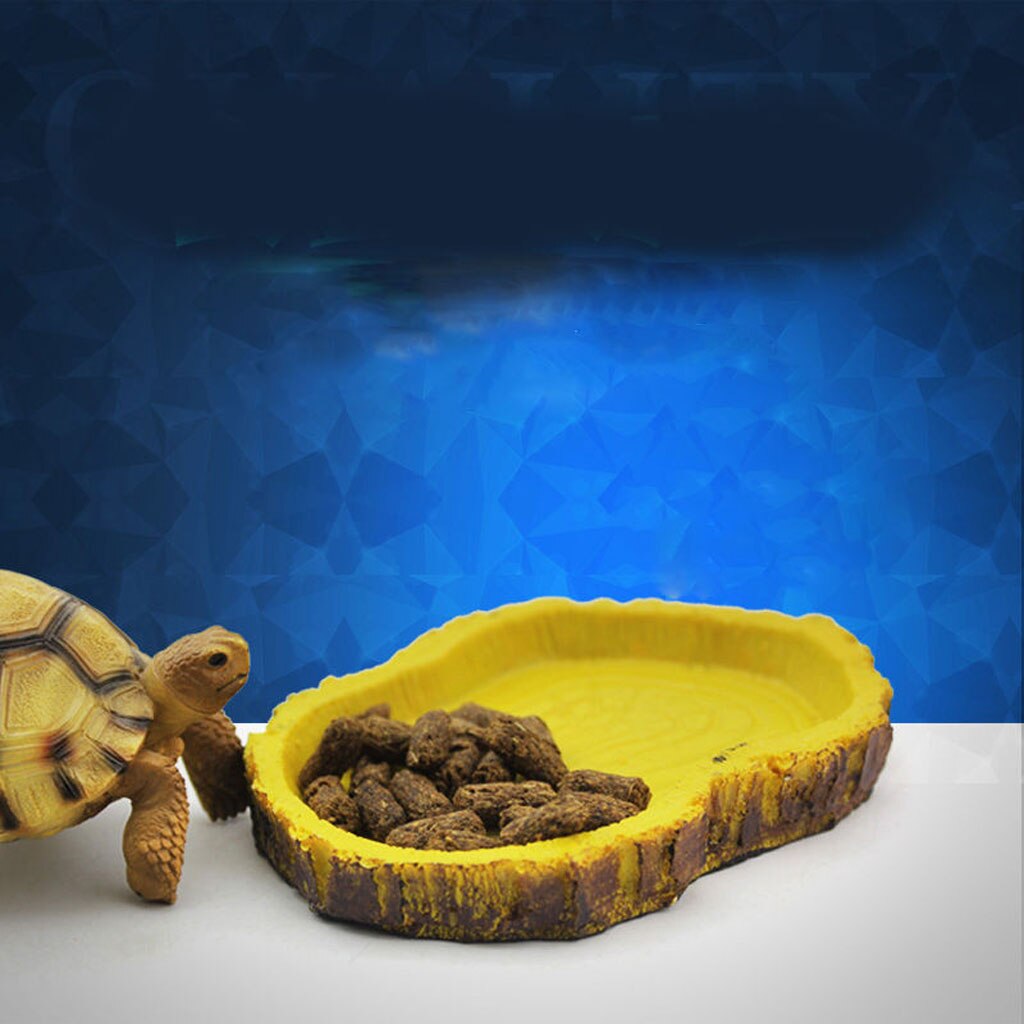 Reptile Feeders Water & Food Bowls, Resin Turtle Water Dish for Lizards Tortoise and Other Pets