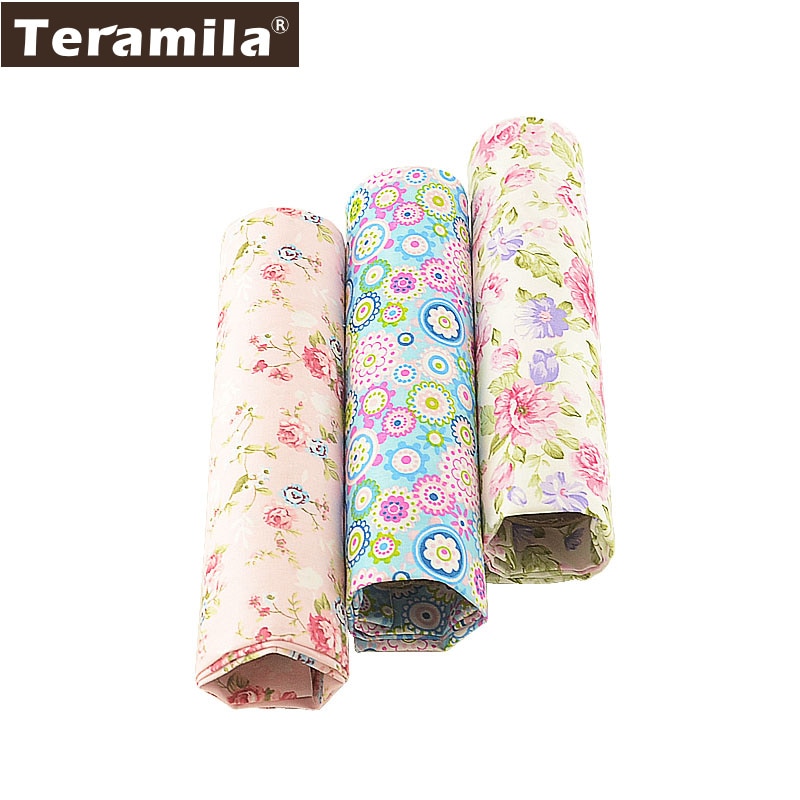 Teramila 3 PCS/lot 40cmx50cm 100% Cotton Fabric Flower Fat Quarter For Sewing Clothes Bedding Quilting Patchwork Crafts