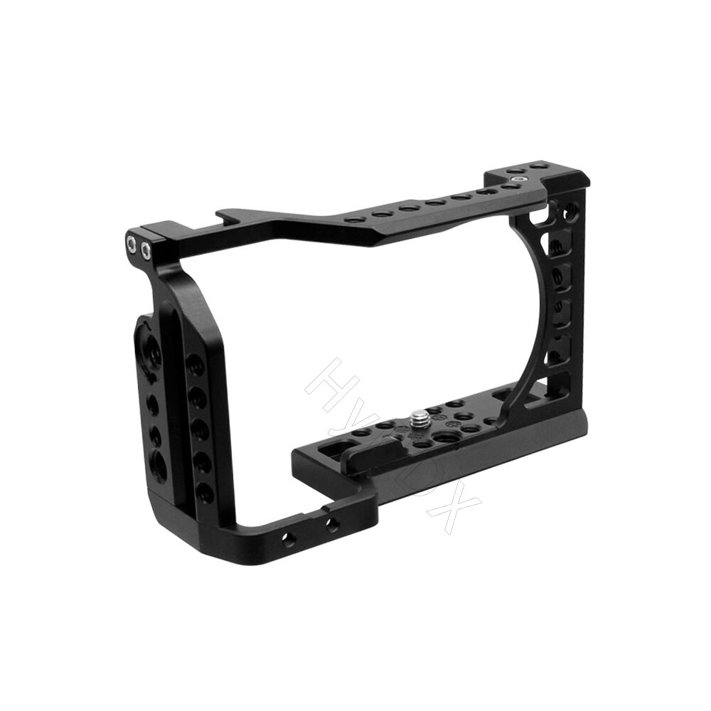 Estabilizador de plataforma de jaula de cámara para Sony a6000 / A6100 /6300/6400/ A6500 DSLR, soporte con mango de madera, Zapata fría con rosca de 1/4 3/8: B