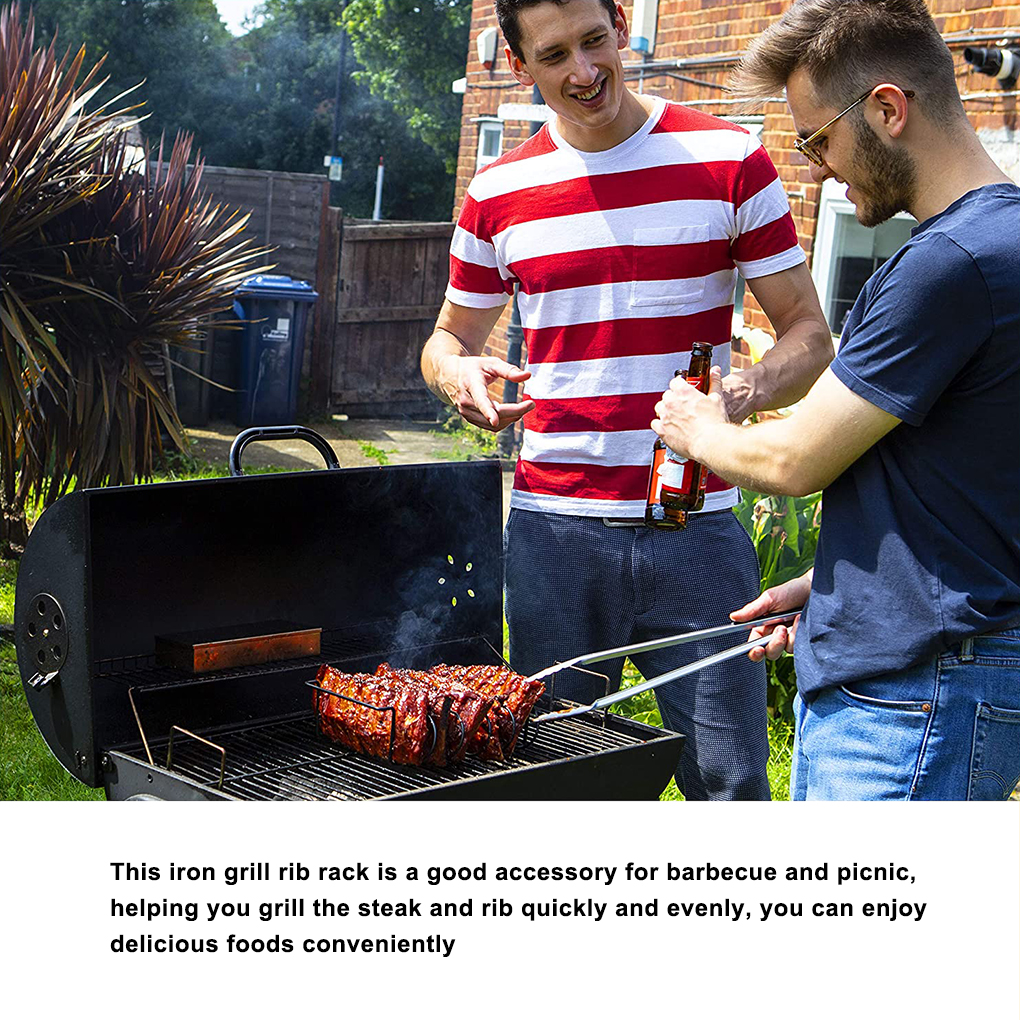 Rib Racks BBQ Rib Rack for Gas Smoker or Charcoal Grill - Non Stick Standing Rib Rack for Grilling &amp; Barbecue