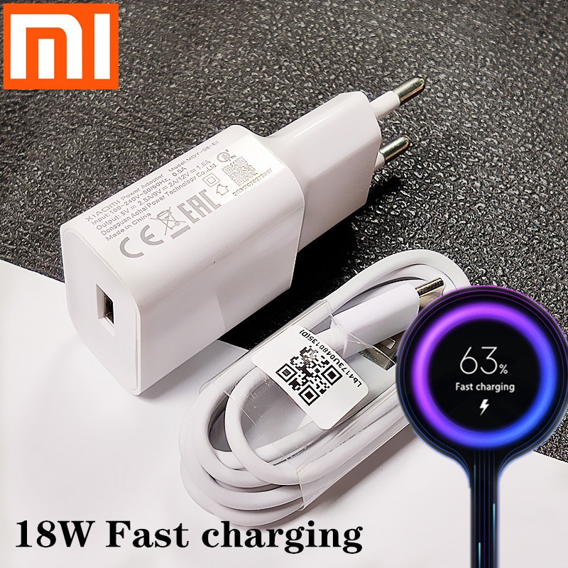 xiaomi fast charger 18W USB QC3.0 charger Type C Micro USB cable For xiaomi Redmi note 7 8 se 9s MI 6 mi 3 4 5 redmi