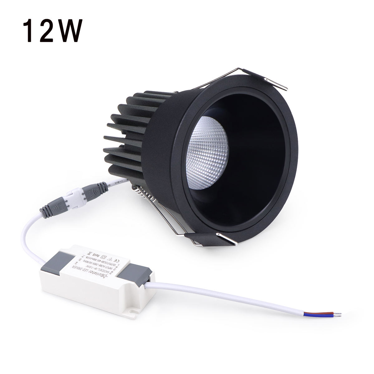 Indbygget aluminium cob led led spotlight pære led spotlight 7w 12w downlight loftslampe rumbelysning 85-265v: Lyseblå / Hvid