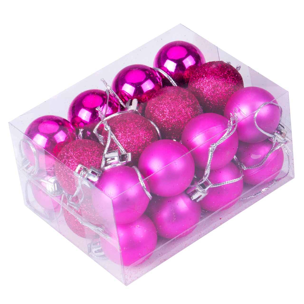 Solid 24 stk skønhed jul hjem træ festlige xmas bolde med en kasse dekoration kugler fest bryllup ornament smuk: Rosenrød